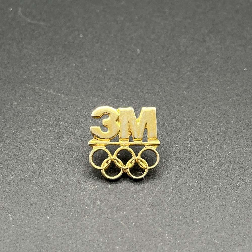 3M Olympic Sponsor Gold Rings Lapel Hat Pin